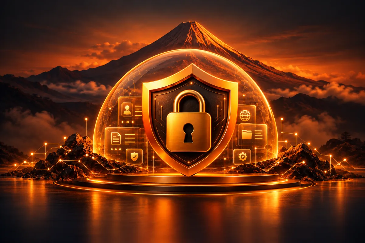 Privacy Policy — orange-gold Mayon mountain illustration