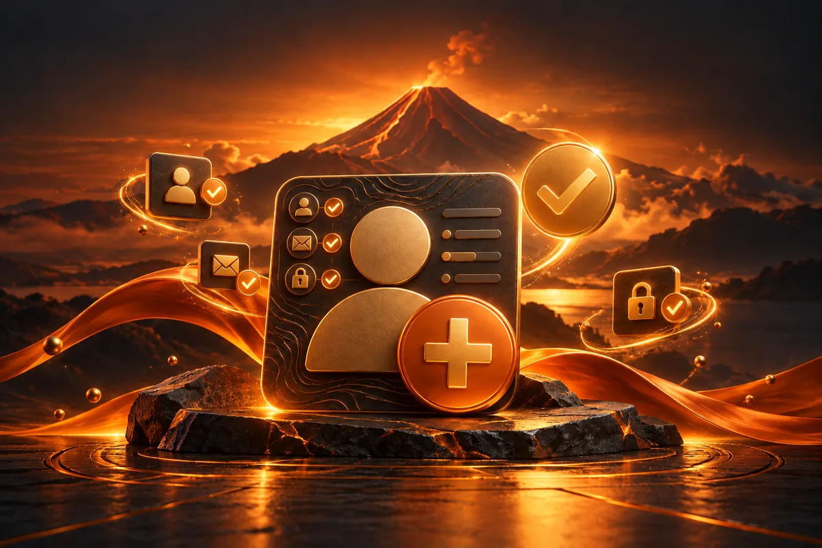 Register — orange-gold Mayon mountain illustration