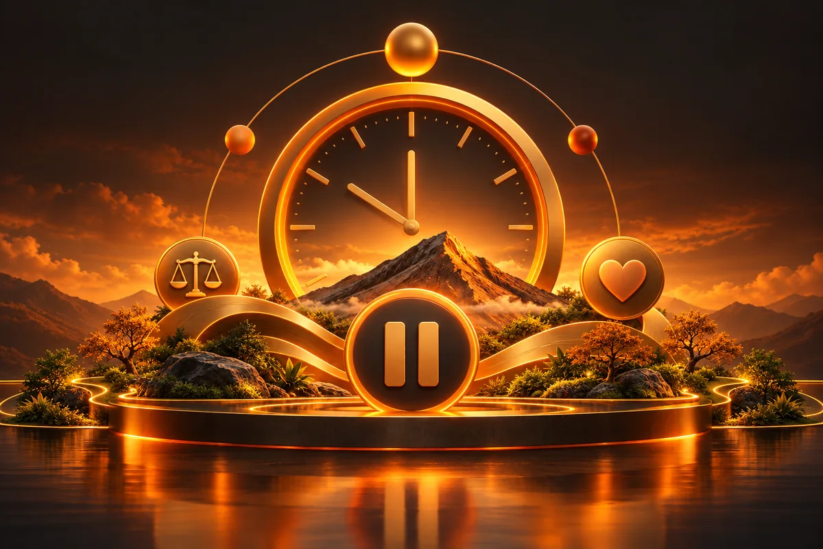 Responsible Gaming — orange-gold Mayon mountain illustration