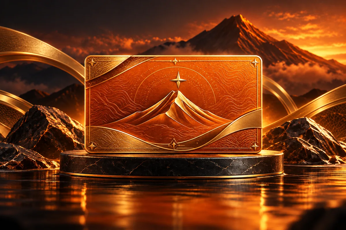 VIP — orange-gold Mayon mountain illustration